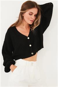 Lela Düğmeli V Yaka Örme Crop Hırka 6071368