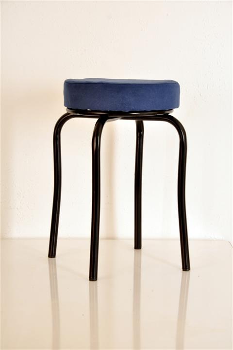 yılmaz masacılık 10 Adet Lacivert Tay Tüyü Siyah Profil Tabure Metal Tabure Mutfak Taburesi Kalın Tabure