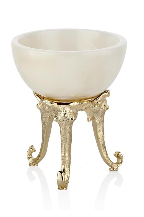 RAVİ Fil Kaide Dekoratif Beyaz Mermer Kase 12*12*14 Cm