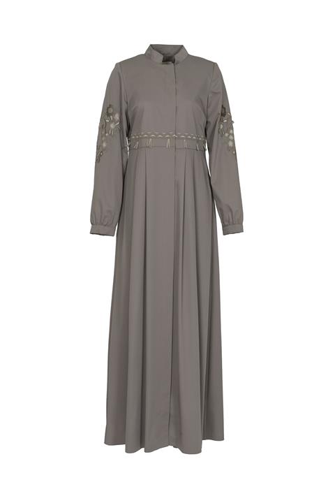 Soydan Basic Kadın Işleme Detaylı Pileli Pardesü Vizon 1906