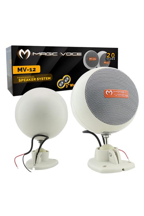 OEM Magıcvoıce Mv-12 7.5 Cm 20 Watt Beyaz Sütun Sarkık Hoparlör 2li Takım Trafosuz