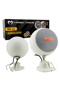 OEM Magıcvoıce Mv-12 7.5 Cm 20 Watt Beyaz Sütun Sarkık Hoparlör 2li Takım Trafosuz