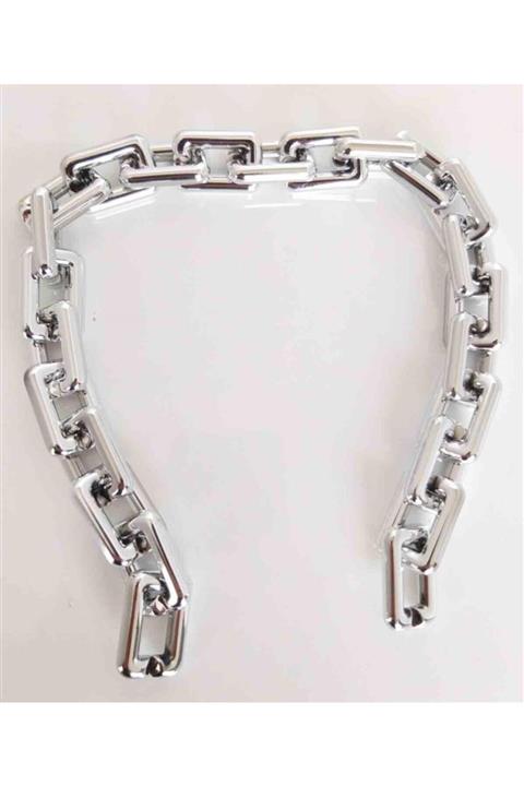 angel çanta aksesuar 44 Cm Köşeli Metal Görünümlü Akrilik Zincir (gümüş Renk)