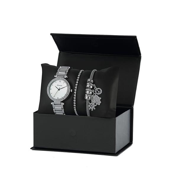 Forentina Beyaz Taşlı Kombin Saat Şans Bilekliği Set Ps1651