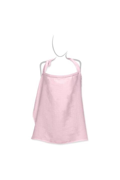 DEUX LAPINS Düz Pembe Müslin Bebek Emzirme Önlüğü