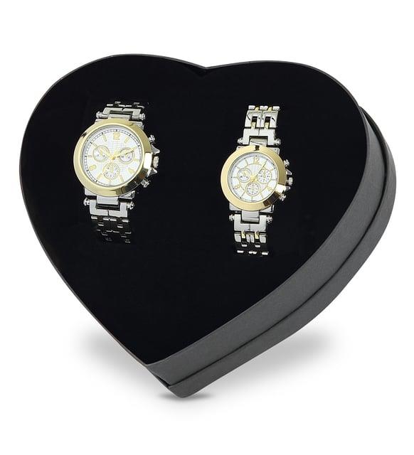 Forentina Metal Çift Saatleri - Gri Çift Bayan Erkek Kol Saati Ps1621