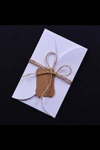 Dekorden 10×16 Cm. Beyaz Hasır Ipli Davetiye Zarfı ( 200 Gr. )