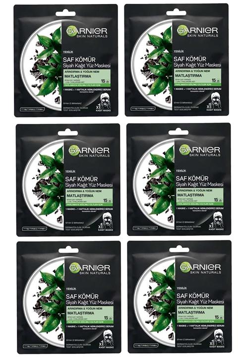 Garnier Kömür Ve Siyah Çaylı Matlaştırıcı Kağıt Yüz Maskesi 6 Lıset 3600542097185 C7