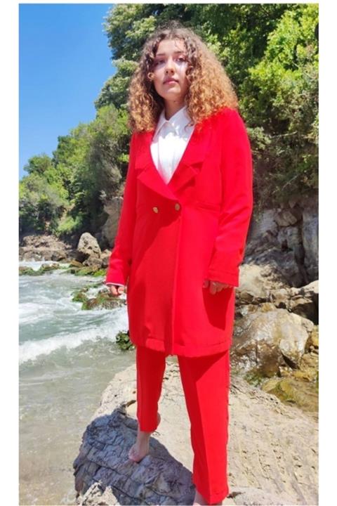 QUALABA Kadın Mercan Takım Elbise