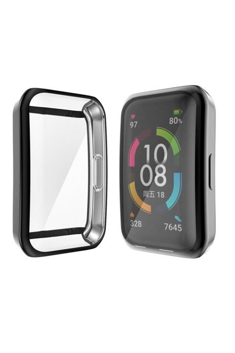 GTC Honor Band 6 Akıllı Bileklik Uyumlu Önü Kapalı Tasarım Siyah Silikon Kılıf