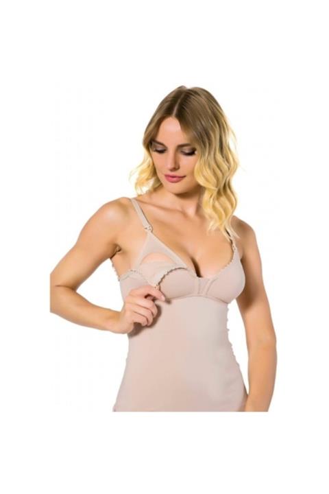 TOZCU TEKSTİL Kadın Bej Emzirme Atleti Lüx