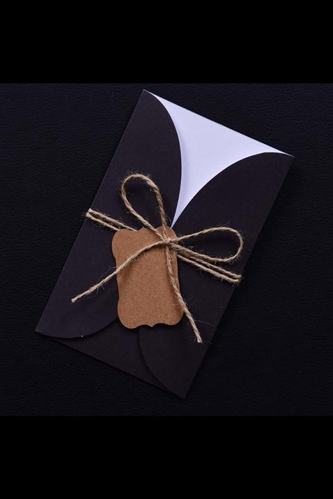 Dekorden Siyah Hasır Ipli Davetiye Zarfı