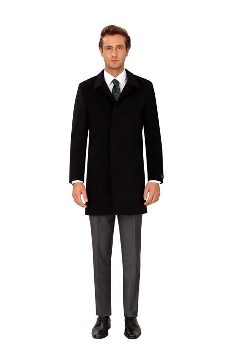 YSF Giyim Regular Fit Mono Yaka Kaşmir Palto 3462