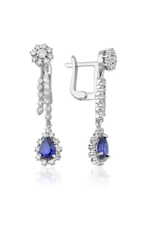 Emel Pırlanta 2.12 Ct Safir Küpe