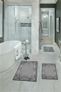 colizon 60x90 - 50x60 Grey Line Dijital Banyo Paspası 2'li Klozet Takımı