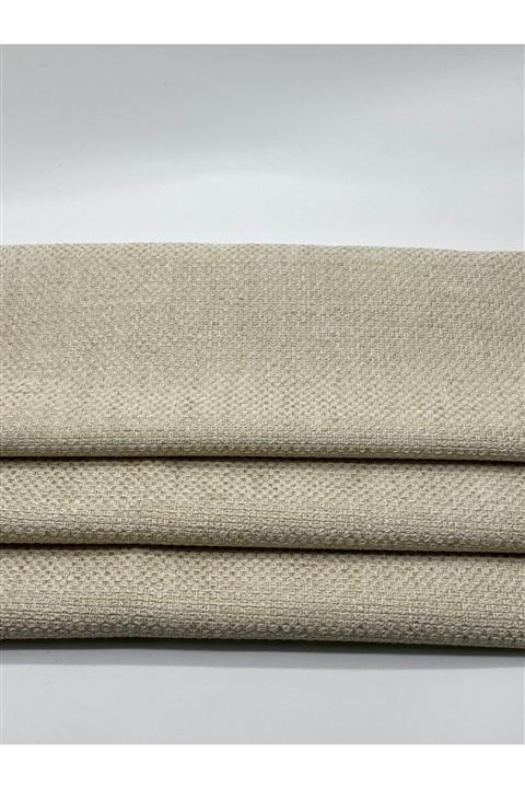 Fabric Hill's Modo Hasır 02 Modern Lüks Pamuklu Akrilikli Krem Dokuma Keten Döşemelik Kumaş (1 Mt)