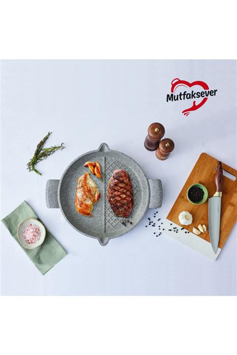 Karaca Mutfaksever 30 Cm Granit Çift Taraflı Izgara Tava