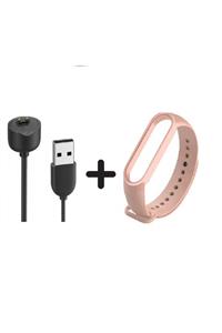 nomino Mi Band 5 / Mi Band 6 Uyumlu Silikon Kordon Rose Gold Şarj Aleti