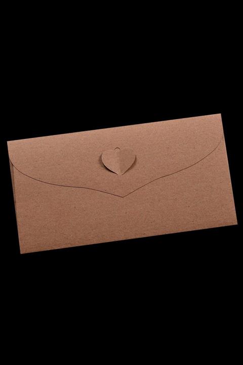 Dekorden 11×21 Cm. Kalp Tokalı Doğal Kraft Davetiye Zarfı