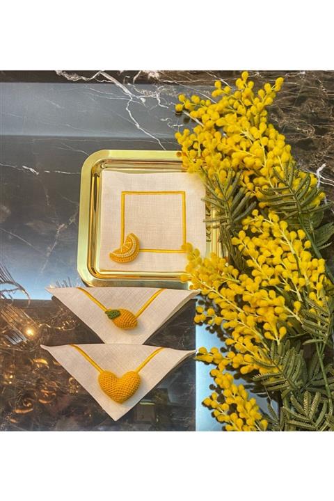 ELİTHOMEDEKOR Kokteyl Peçetesi Limon Model 3lü