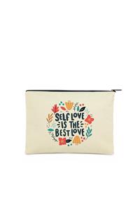 Çınar Bez Çanta Clutch Self Love Kanvas Makyaj Çantası