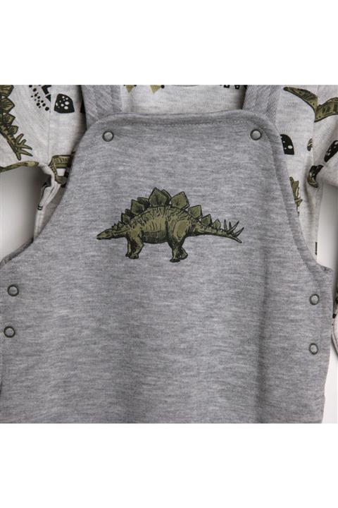 Luggi Erkek Bebek Gri Baskılı Salopet