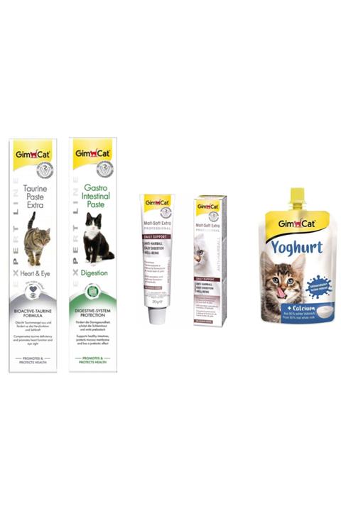 Gimcat Taurine 50gr + Gastro 50gr + Kedi Macunları + Yoghurt Kalsiyum Kedi Pudingi 150 Gr
