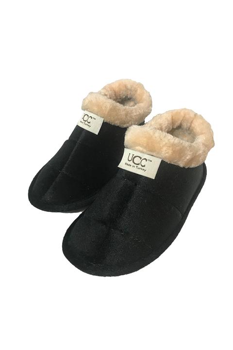 nisaNCa Kadın Siyah Peluş Sıcak Astar  Panduf