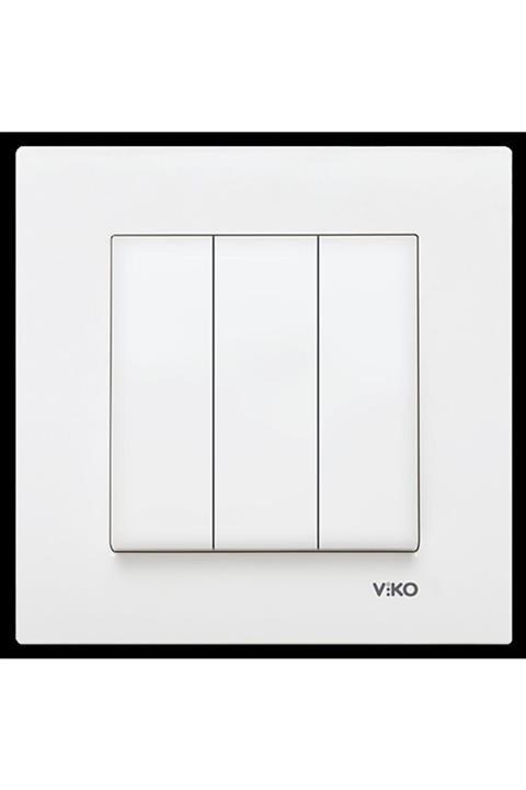 VİKO Karre Beyaz Üçlü Anahtar Çerçevesiz