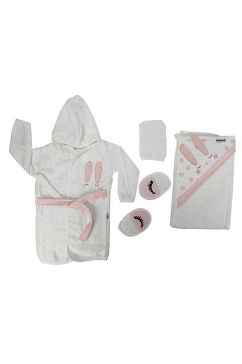 Miniworld Kız Bebek Uyuyan Tavşan 5 Parça Bornoz Set