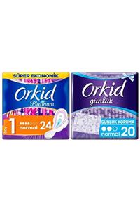 Orkid Platinum Normal 24'lü + Günlük Koruma 20'li Ped