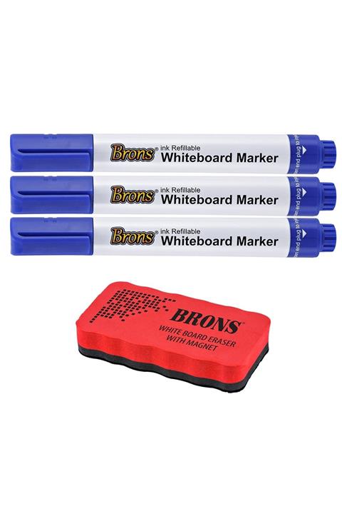 Brons Doldurulabilir Mavi Tahta Kalemi Manyetik Silgi Seti