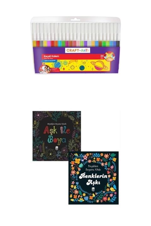 Craft and Arts Mandala Büyükler Için Boyama Seti 2 Kitap Ve 24 Keçeli Kalem