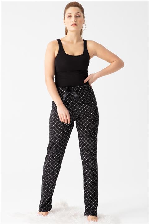 Pemilo Kadın 350 Desenli Viskon Tek Alt Siyah