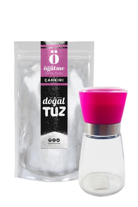 Doğaltuz Tuz Değirmeni (kısa) + 1 Kg Orijinal Çankırı Kaya Tuzu Öğütme (granül Form)