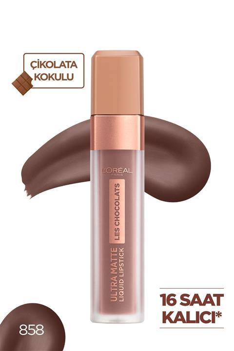 L'Oreal Paris Likit Mat Ruj - Les Chocolats Ultra Matte Liquid Lipstick 858 Oh My Choc! 3600523643837