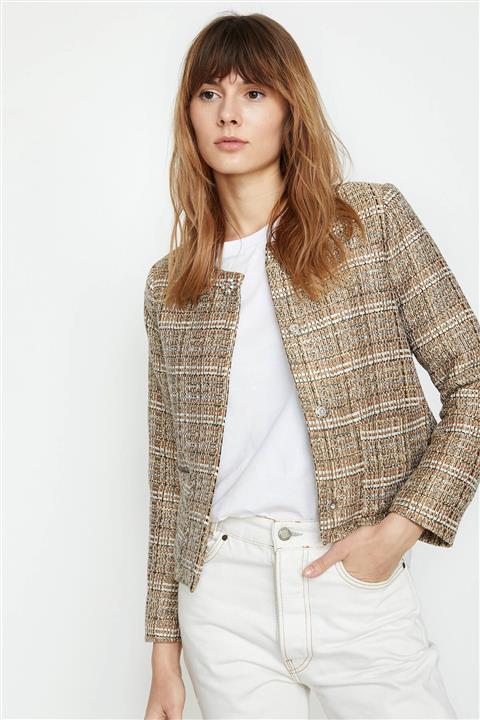 Koton Kadın Bej Desenli Mont 9KAK52680UW