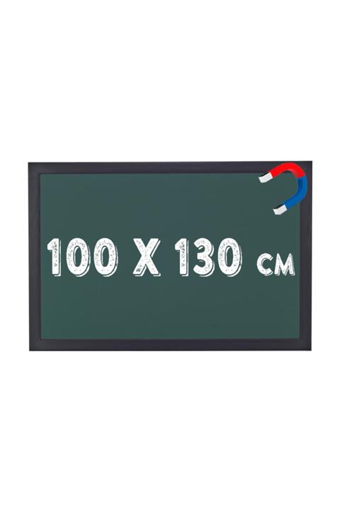 Chalky Manyetik 100x130 Cm Kara Tahta Siyah Çerçeveli - Tebeşir Yazı Tahtası - Yeşil