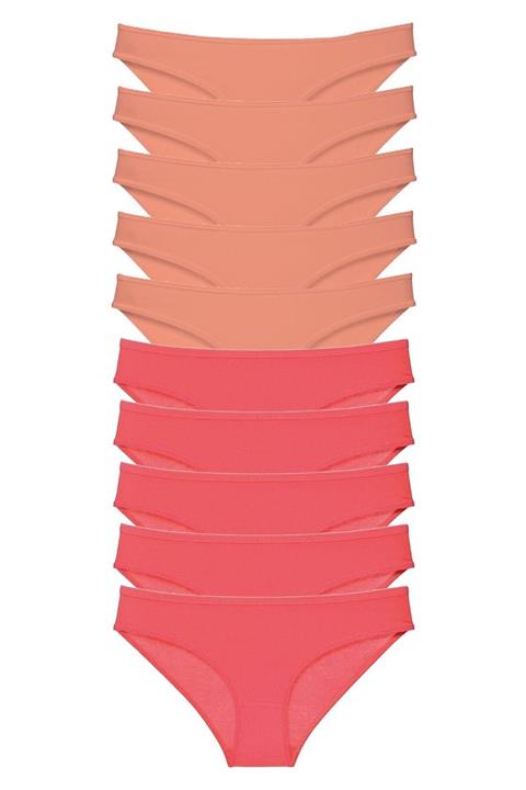 Shoveno Kadın Slip Külot Pudra Fuşya 10 Adet