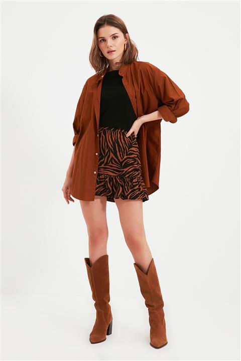 TRENDYOLMİLLA Siyah Petite Volanlı Etek TWOAW22ET0149