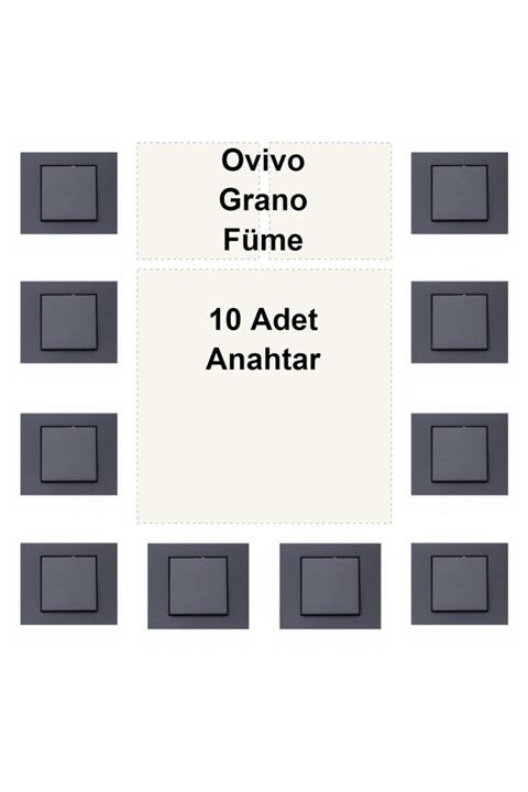 ÇağatayElektrik Ovivo Grano Füme 10 Adet Anahtar