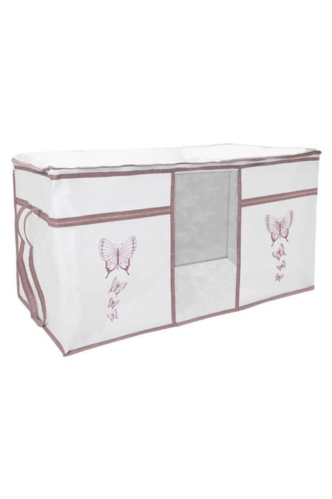 sinerjistore Tekli Pembe Desenli 75x40x40cm Pencereli Yastık Hurç Eşya Saklama Organizeri Dolap Düzenleyici