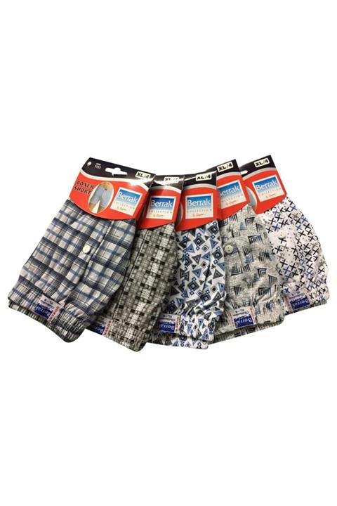 Berrak Erkek 6'lı Paket Desenli %100 Pamuk Kaliteli Rahat Boxer