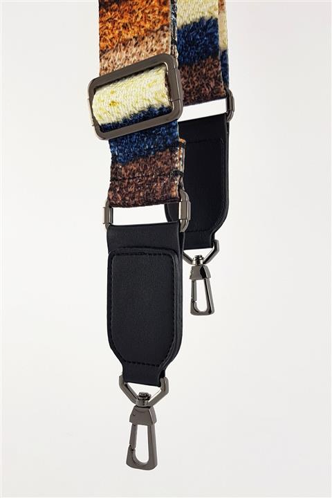 FAEN Elika Siyah Deri Kare Uç Çanta Askısı Black Metal