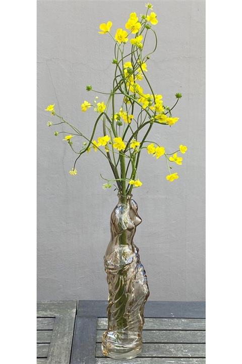 Missi Büyük Bal Rengi Venüs Cam Vazo (33 CM)