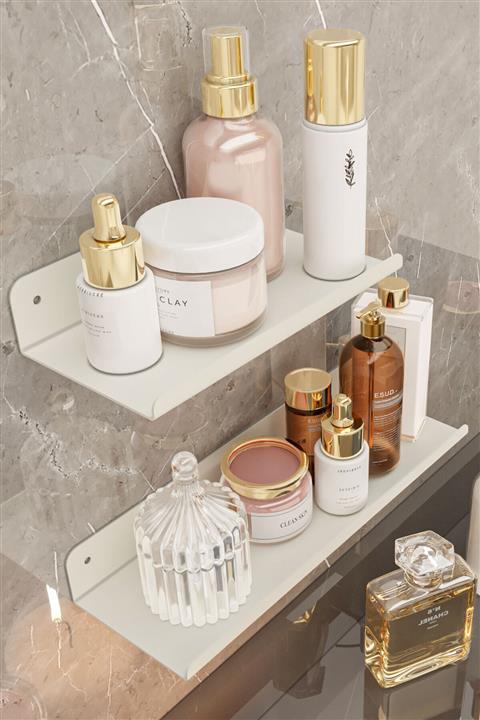 Lamizon Banyo Rafı Banyo Düzenleyici Organizer Metal Tasarım 2'li Set Beyaz