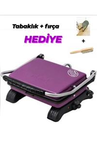 DÖKÜMİXTOST Döküm Organik Tost Makinesi Ev Tipi Lila 1800w ve Temizleme Fırçası