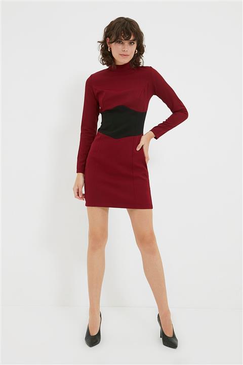 TRENDYOLMİLLA Bordo Bel Detaylı Elbise TWOAW22EL2263
