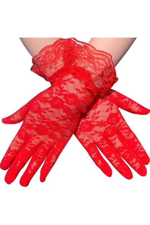 KeskinX Kırmızı Dantelli Eldiven