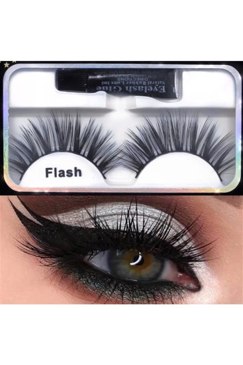 EDA LUXURY BEAUTY Vegan Mink 3d Takma Kirpik Lüks Gece Extra Uzun Boy Hacimli Sivri Seyrek Cat Eye Seti